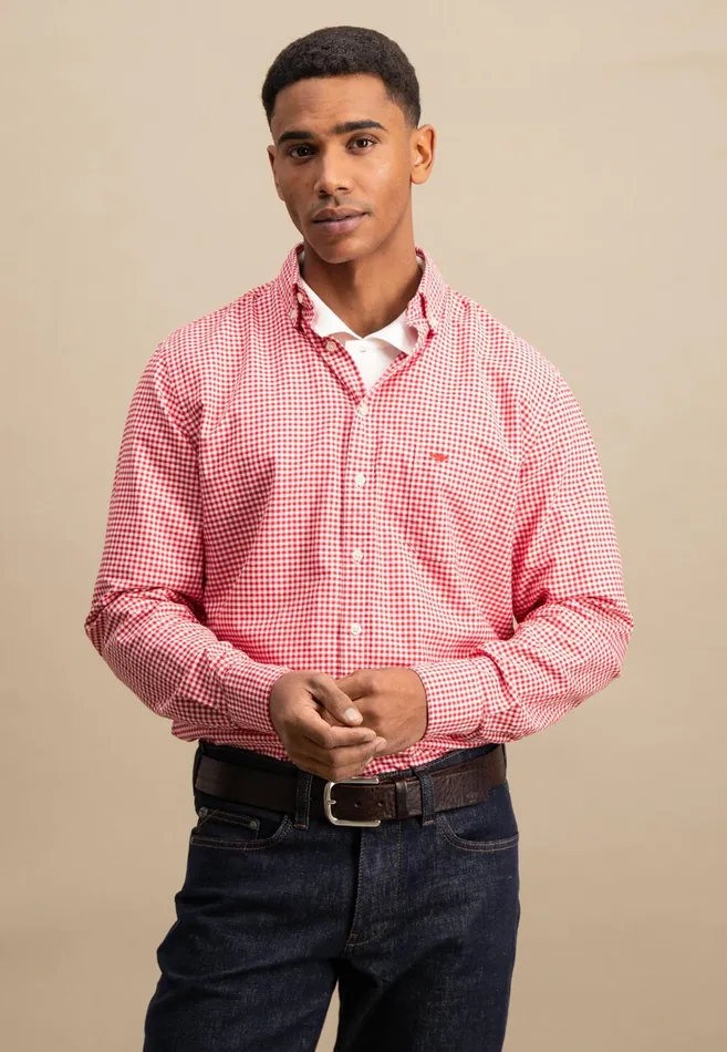 Shirts Men FYNCHHATTON Checked Shirt Made Of Soft Cotton Turf Greenpoppy Rednavysplashy Ocean