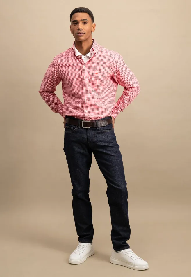 Shirts Men FYNCHHATTON Checked Shirt Made Of Soft Cotton Turf Greenpoppy Rednavysplashy Ocean