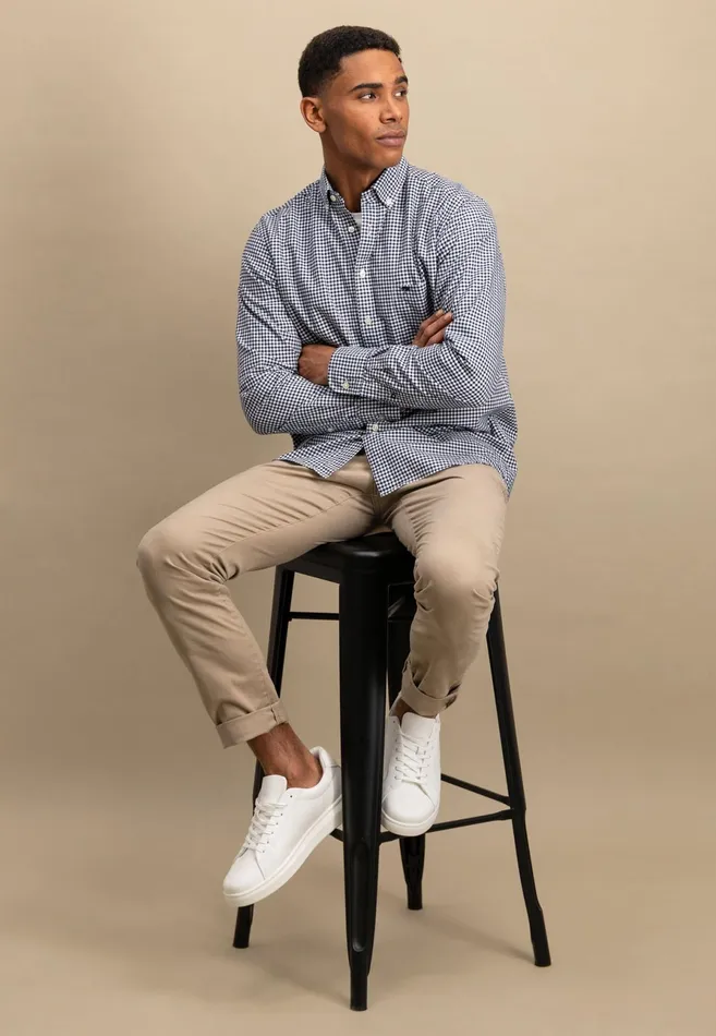 Shirts Men FYNCHHATTON Checked Shirt Made Of Soft Cotton Turf Greenpoppy Rednavysplashy Ocean