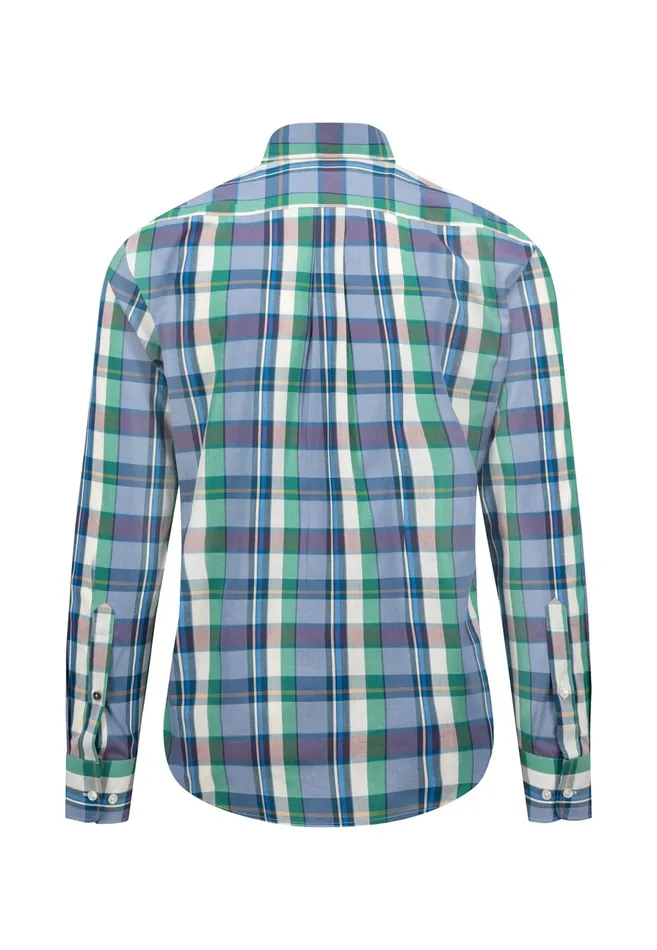Shirts Men FYNCHHATTON Checked Shirt With Buttondown Collar Grass Green
