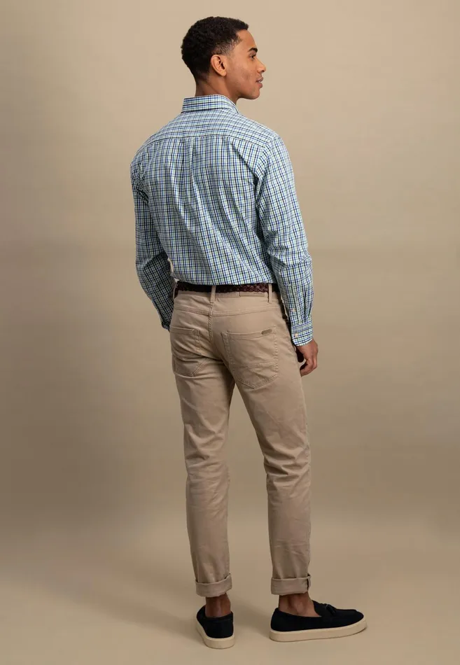 Shirts Men FYNCHHATTON Checked Shirt With Buttondown Collar Poppy Redturf Greensummer Breeze