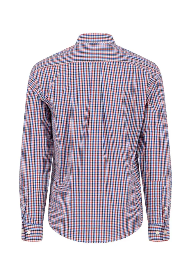 Shirts Men FYNCHHATTON Checked Shirt With Buttondown Collar Poppy Redturf Greensummer Breeze