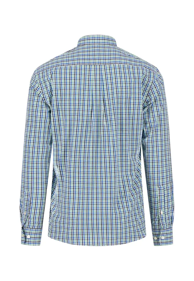 Shirts Men FYNCHHATTON Checked Shirt With Buttondown Collar Poppy Redturf Greensummer Breeze