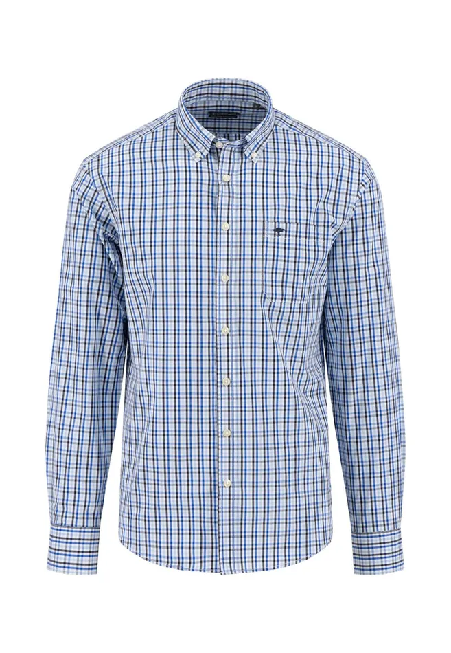 Shirts Men FYNCHHATTON Checked Shirt With Buttondown Collar Poppy Redturf Greensummer Breeze
