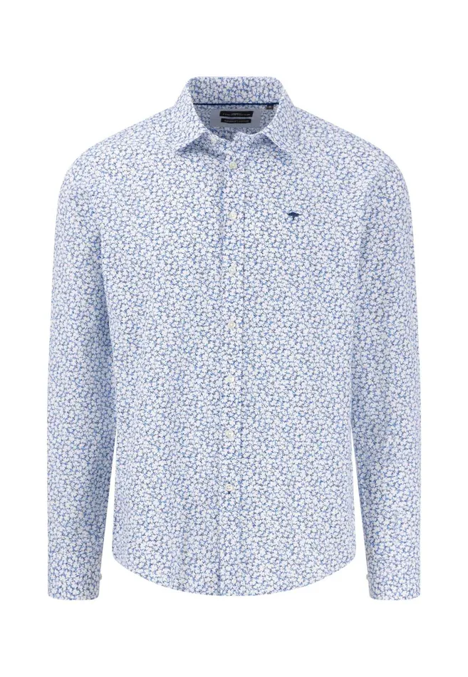 Shirts Men FYNCHHATTON Cotton Shirt With A Hunt Collar And All overprint Navysandstrong Blue