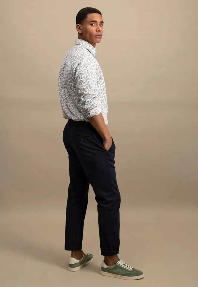 Shirts Men FYNCHHATTON Cotton Shirt With A Hunt Collar And All overprint Navysandstrong Blue