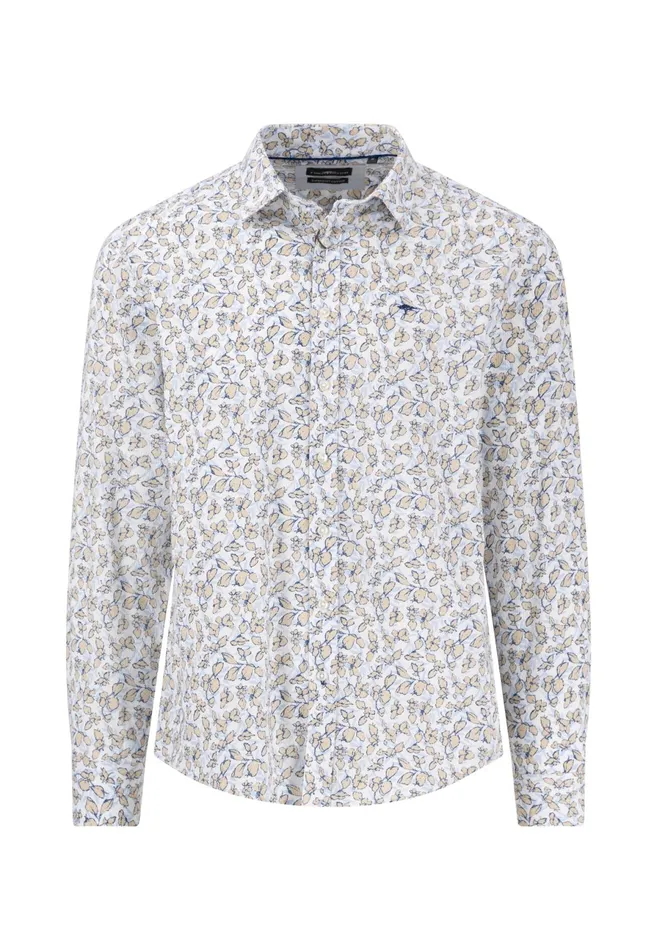 Shirts Men FYNCHHATTON Cotton Shirt With A Hunt Collar And All overprint Navysandstrong Blue