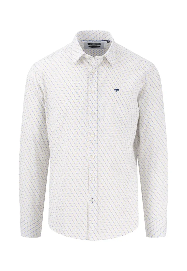 Shirts Men FYNCHHATTON Cotton Shirt With A Hunt Collar And All overprint Navysandstrong Blue