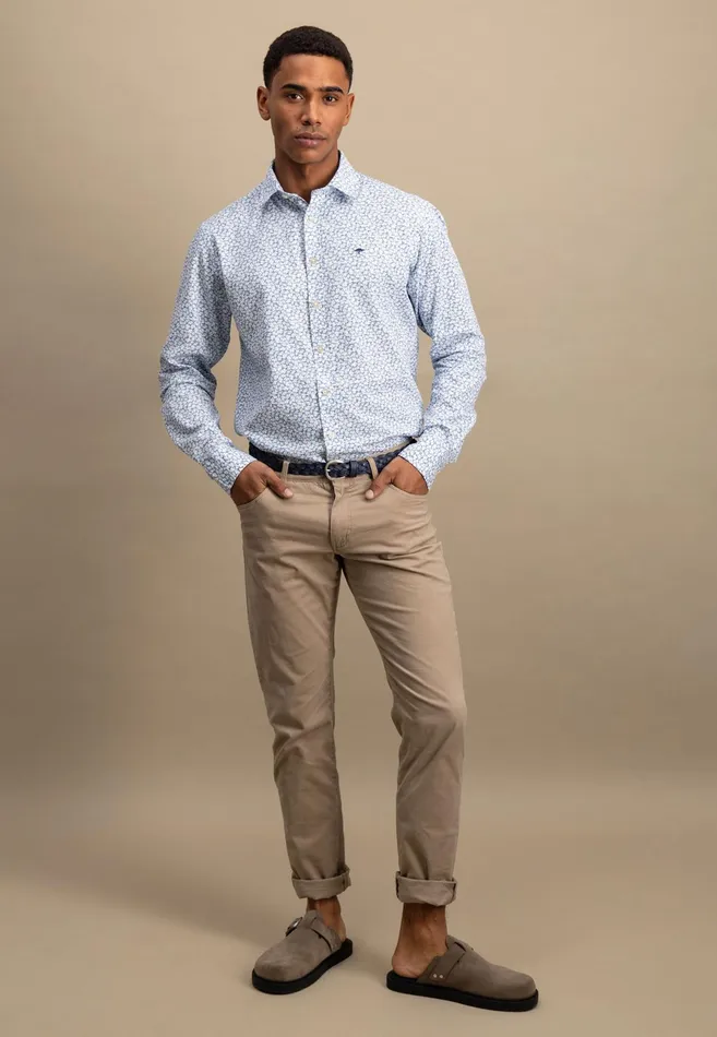 Shirts Men FYNCHHATTON Cotton Shirt With A Hunt Collar And All overprint Navysandstrong Blue