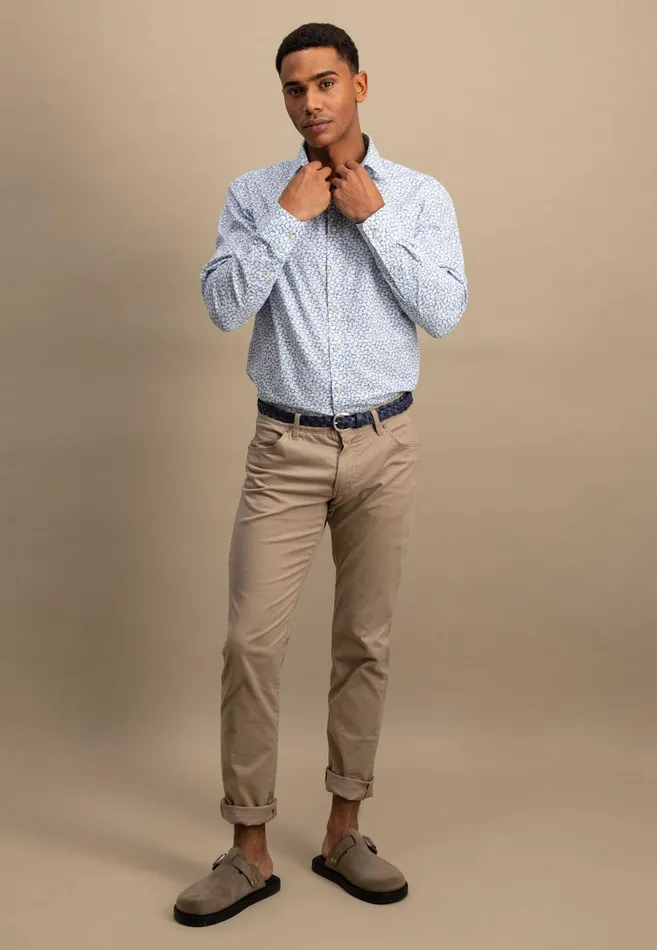 Shirts Men FYNCHHATTON Cotton Shirt With A Hunt Collar And All overprint Navysandstrong Blue