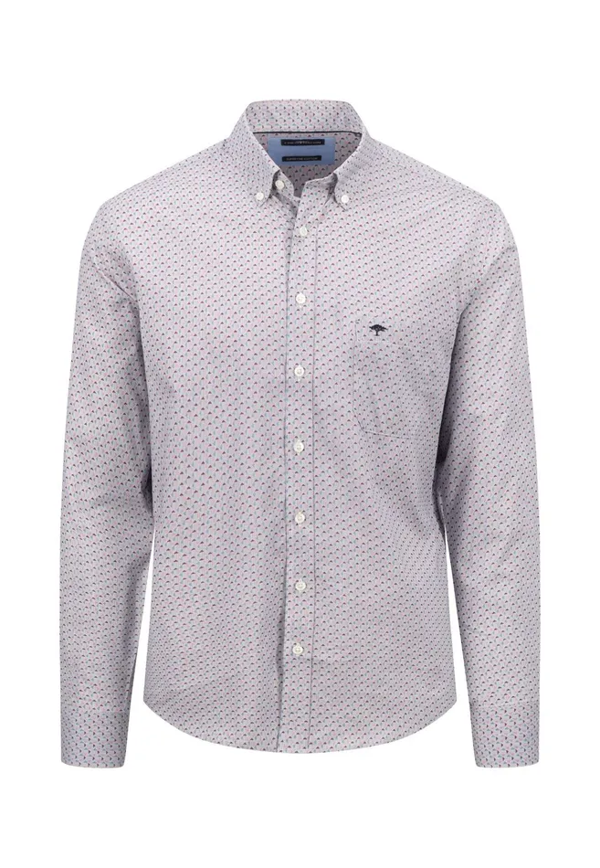 Shirts Men FYNCHHATTON Cotton Shirt With Minimal Print Vibrant Bluehazelruby Red