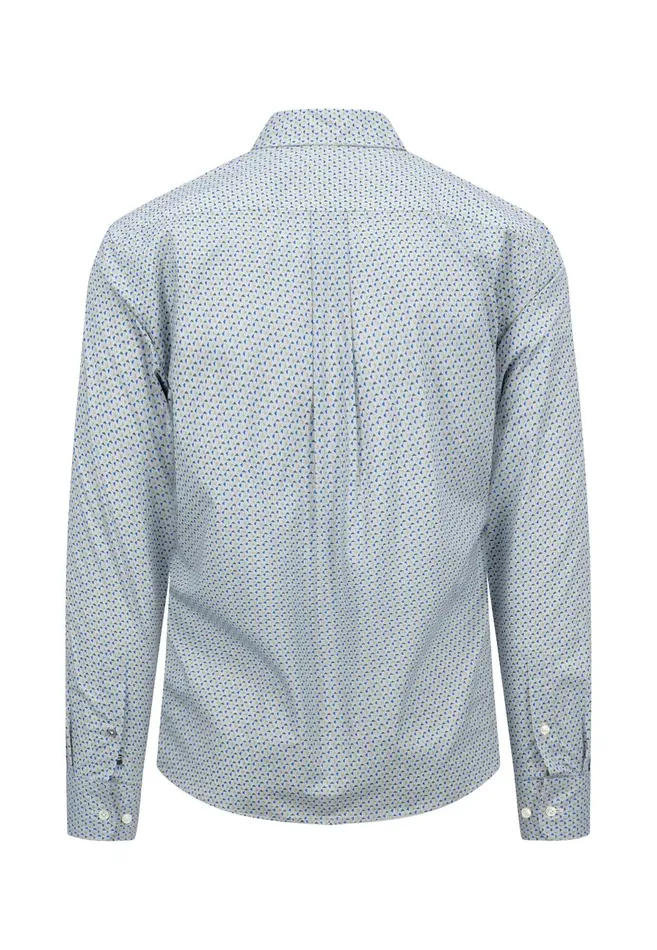 Shirts Men FYNCHHATTON Cotton Shirt With Minimal Print Vibrant Bluehazelruby Red