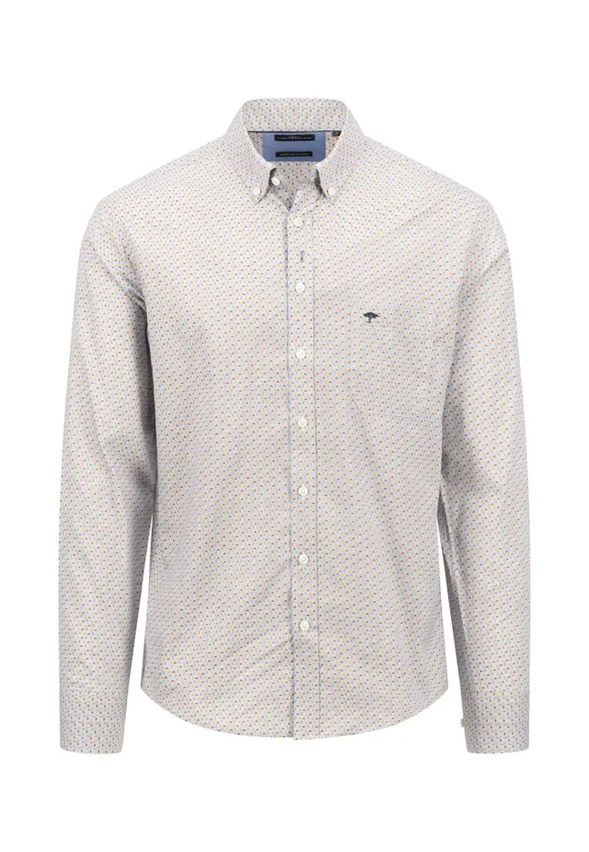Shirts Men FYNCHHATTON Cotton Shirt With Minimal Print Vibrant Bluehazelruby Red