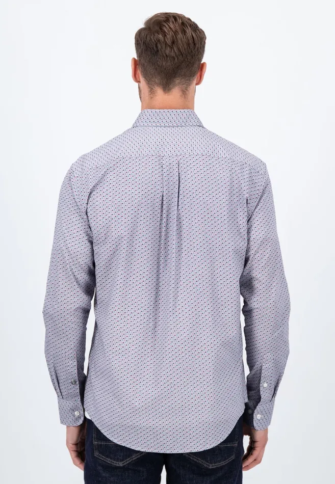 Shirts Men FYNCHHATTON Cotton Shirt With Minimal Print Vibrant Bluehazelruby Red