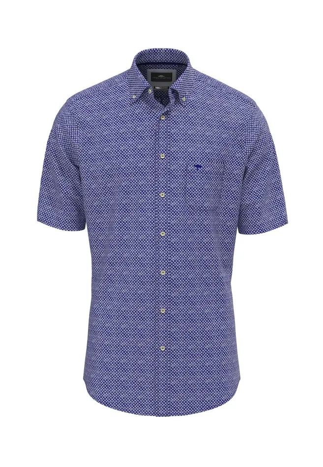 Shirts Men FYNCHHATTON Halbworm Made Of Cotton In A Point Look Summer Breezestrong Bluenavywhite