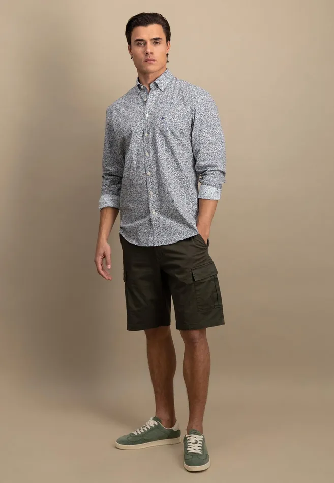 Shirts Men FYNCHHATTON Shirt With Buttondown Collar And Minimum Pattern Poppy Redpeeturf Green