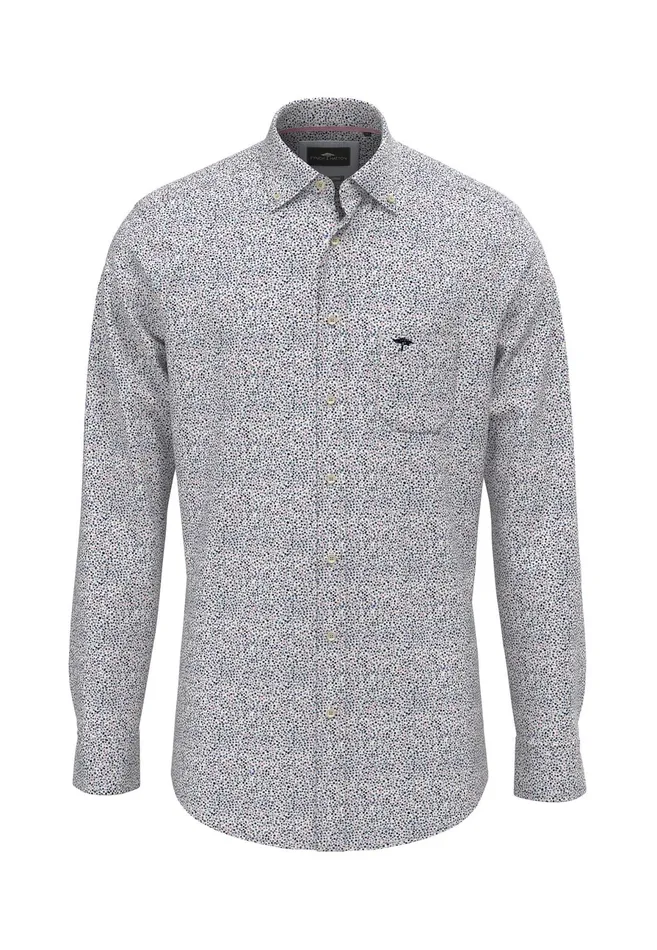 Shirts Men FYNCHHATTON Shirt With Buttondown Collar And Minimum Pattern Poppy Redpeeturf Green