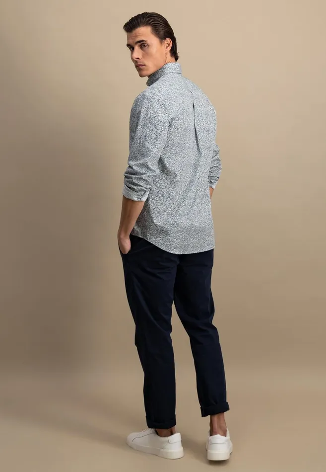 Shirts Men FYNCHHATTON Shirt With Buttondown Collar And Minimum Pattern Poppy Redpeeturf Green