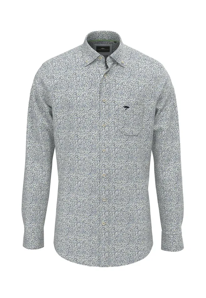 Shirts Men FYNCHHATTON Shirt With Buttondown Collar And Minimum Pattern Poppy Redpeeturf Green