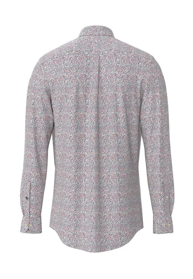Shirts Men FYNCHHATTON Shirt With Buttondown Collar And Minimum Pattern Poppy Redpeeturf Green