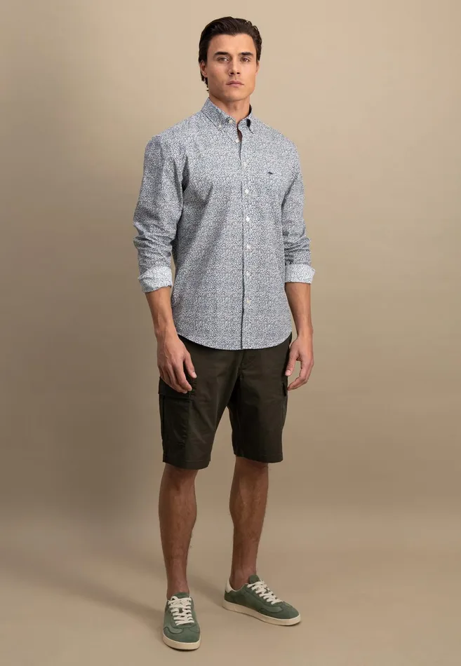 Shirts Men FYNCHHATTON Shirt With Buttondown Collar And Minimum Pattern Poppy Redpeeturf Green