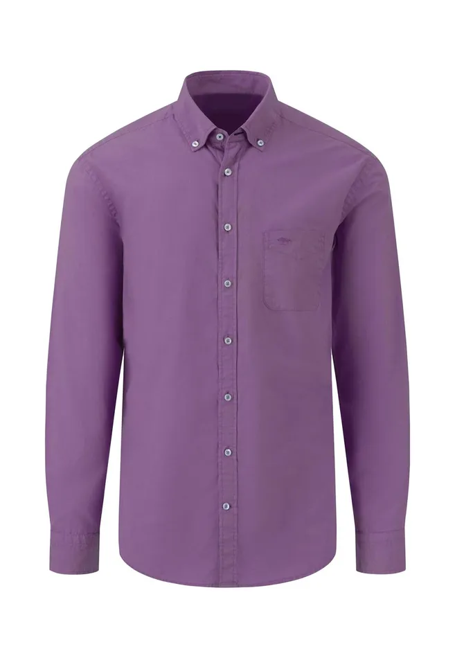 Shirts Men FYNCHHATTON Singlecolored Popeline Shirt With Buttondown Collar Soft Greencrystal Bluenavywhitedusty Lavender