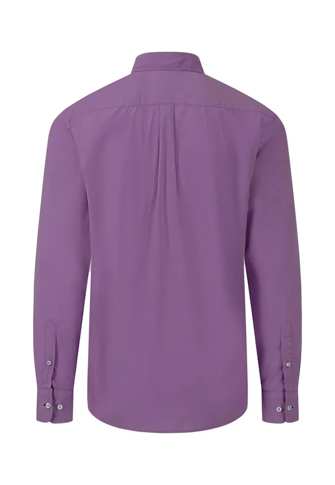 Shirts Men FYNCHHATTON Singlecolored Popeline Shirt With Buttondown Collar Soft Greencrystal Bluenavywhitedusty Lavender