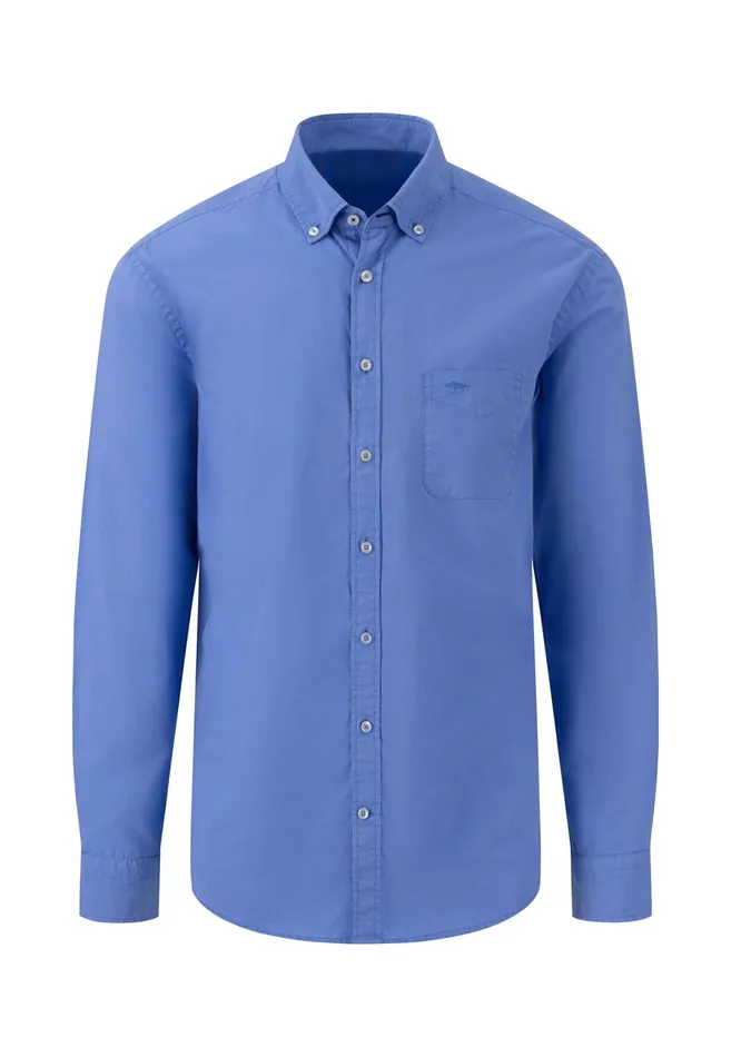 Shirts Men FYNCHHATTON Singlecolored Popeline Shirt With Buttondown Collar Soft Greencrystal Bluenavywhitedusty Lavender