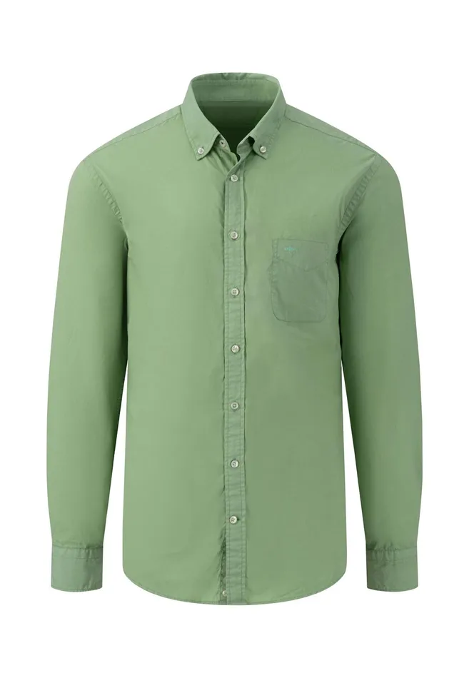 Shirts Men FYNCHHATTON Singlecolored Popeline Shirt With Buttondown Collar Soft Greencrystal Bluenavywhitedusty Lavender