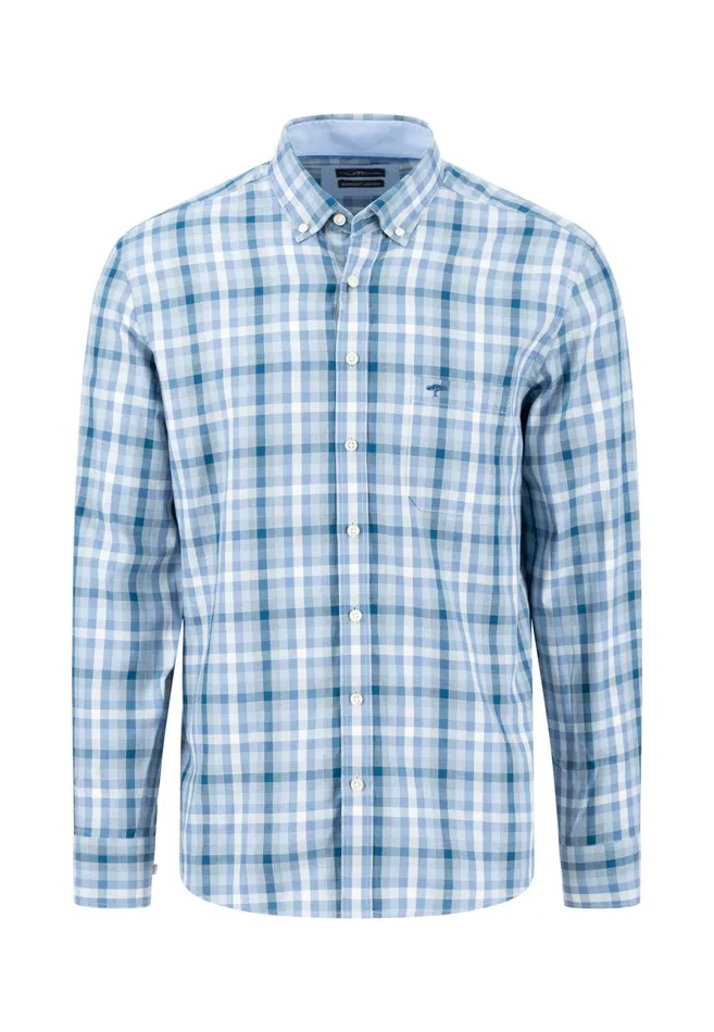Shirts Men FYNCHHATTON Vichy Caro Shirt With Buttondown Collar Cloud Bluepale Blush
