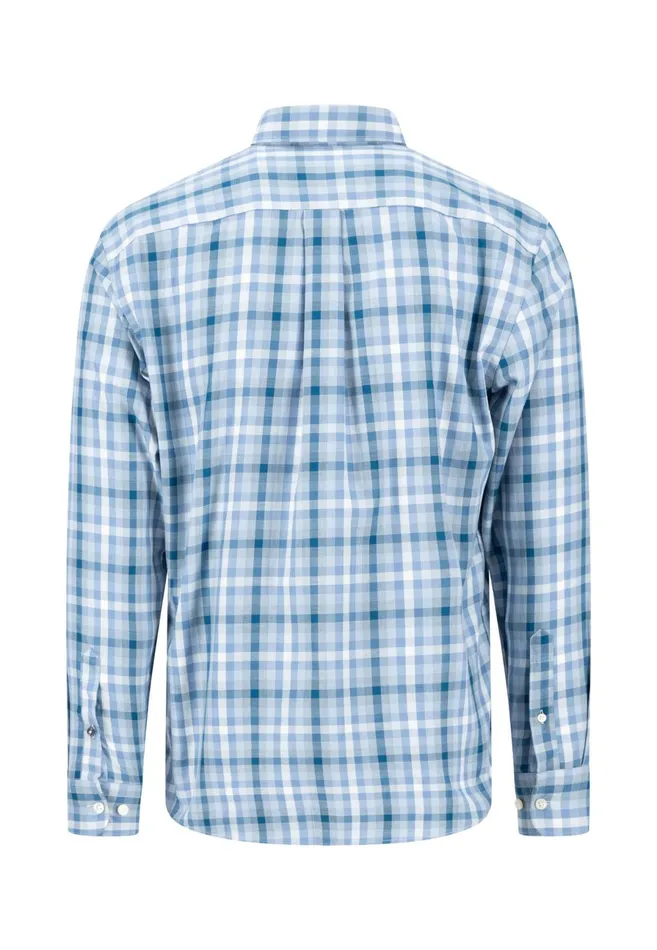 Shirts Men FYNCHHATTON Vichy Caro Shirt With Buttondown Collar Cloud Bluepale Blush
