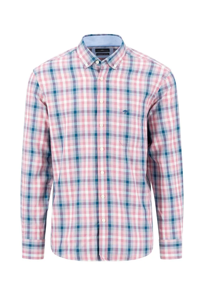 Shirts Men FYNCHHATTON Vichy Caro Shirt With Buttondown Collar Cloud Bluepale Blush