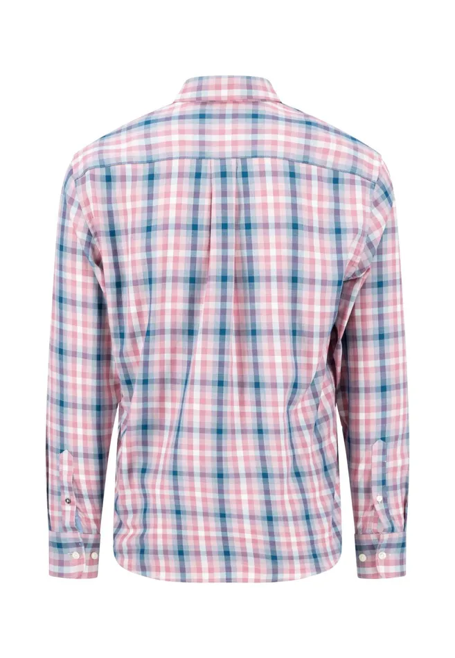 Shirts Men FYNCHHATTON Vichy Caro Shirt With Buttondown Collar Cloud Bluepale Blush