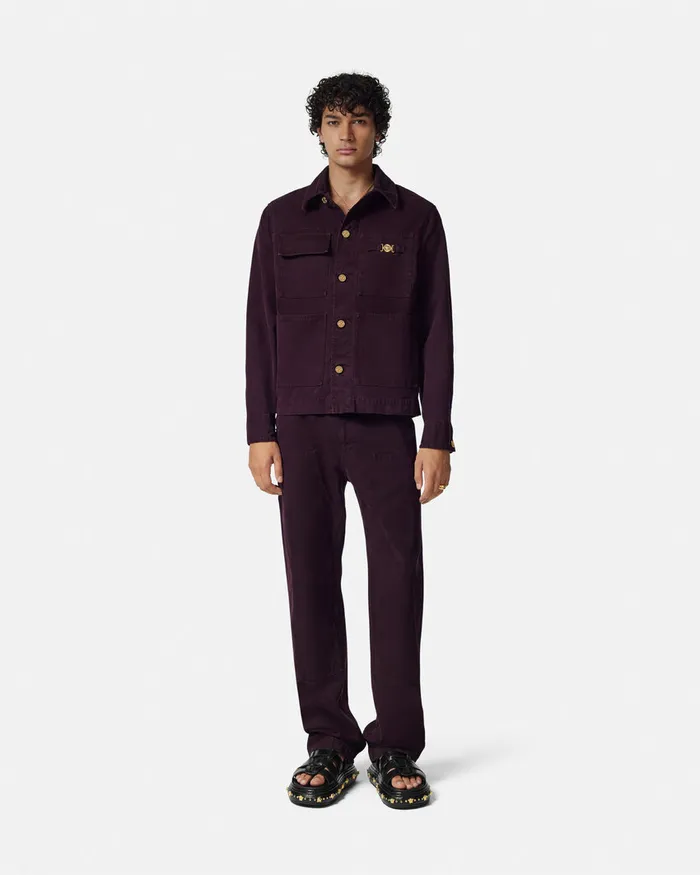 Shirts Men Versace Overdyed Canvas Carpenter Jacket Brown