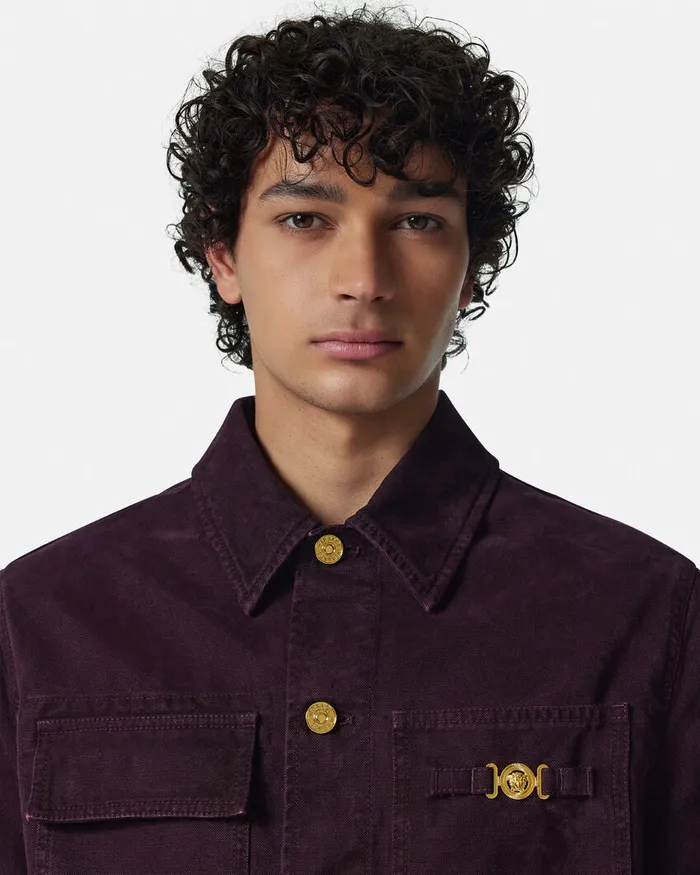 Shirts Men Versace Overdyed Canvas Carpenter Jacket Brown
