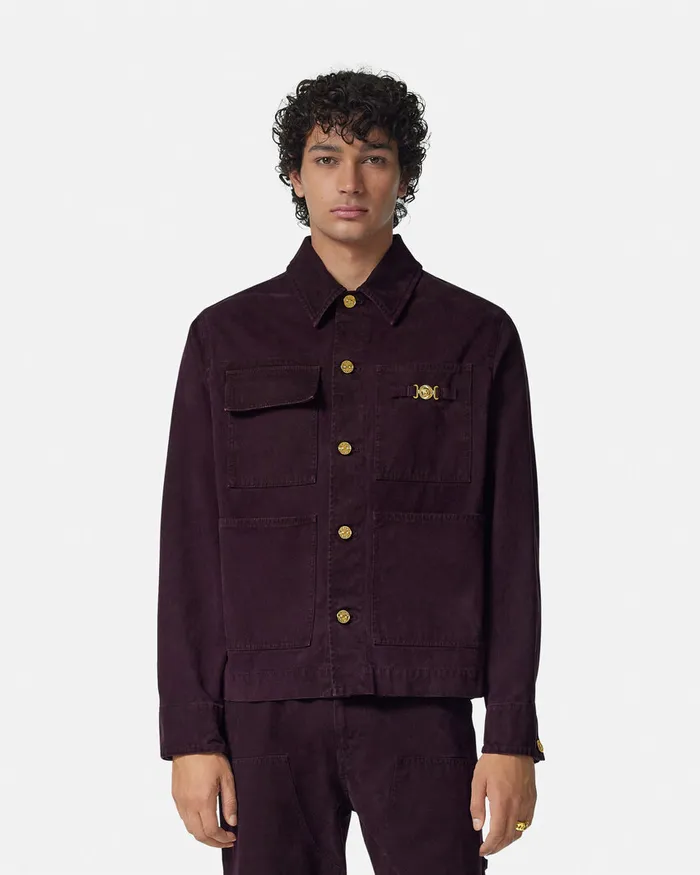 Shirts Men Versace Overdyed Canvas Carpenter Jacket Brown