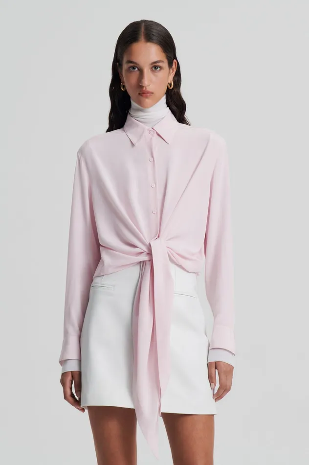 Shirts Scanlan Theodore Women SILK TIE FRONT SHIRT SOFTPINK
