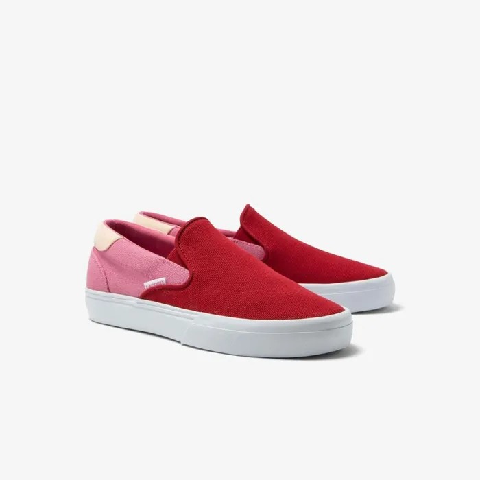 Shoes and Accessories Kids Lacoste Juniors039 Jump Serve Tricolor SlipOn Dk Redpnk P1c