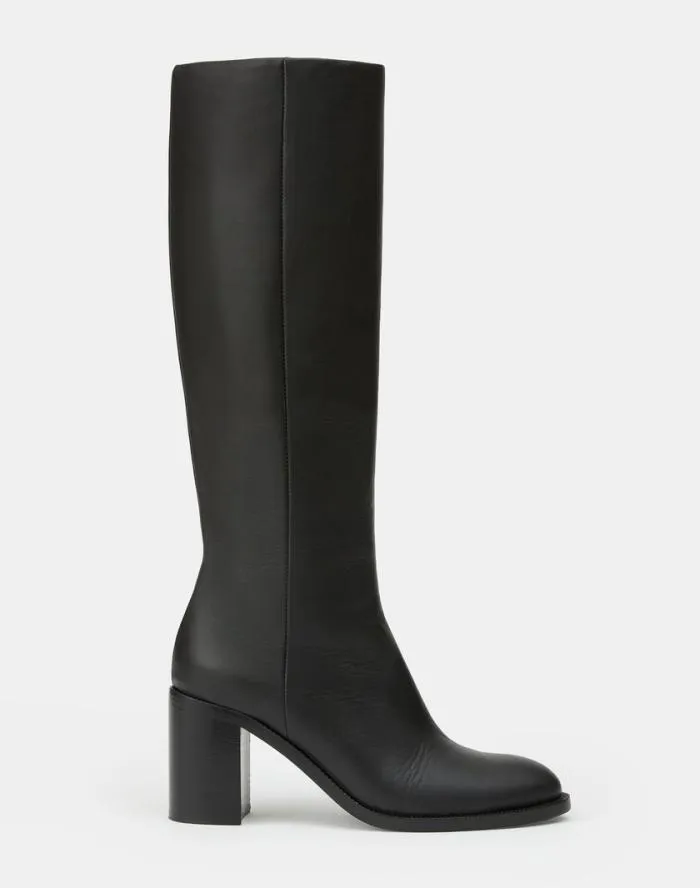 Shoes Calfskin Leather Knee High Boot Black Lafayette 148 New York Boots