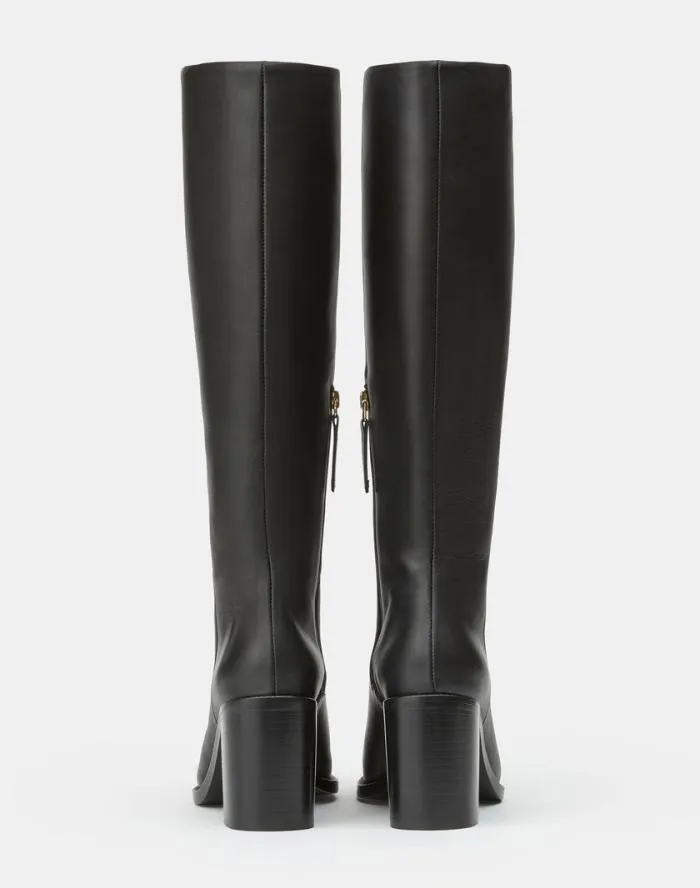 Shoes Calfskin Leather Knee High Boot Black Lafayette 148 New York Boots