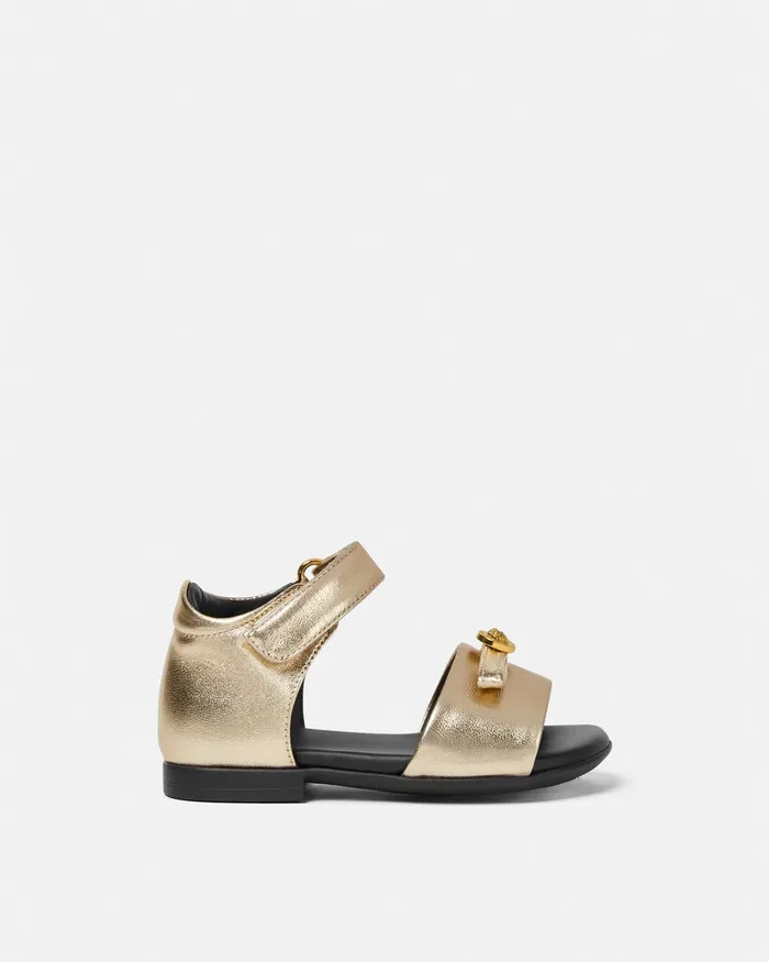 Shoes Kids Versace Gianni Ribbon Metallic Baby Sandals Gold