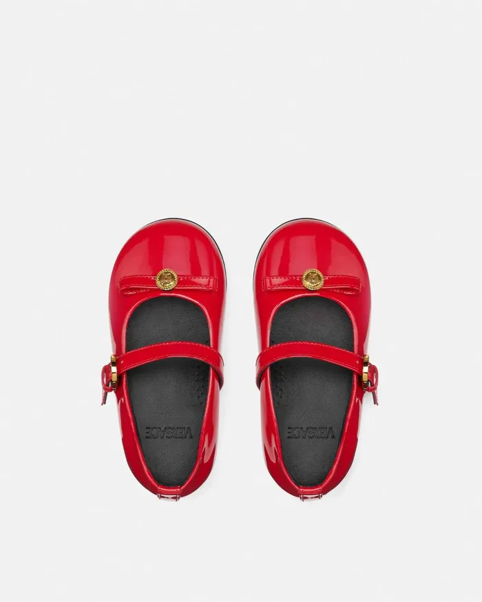 Shoes Kids Versace Gianni Ribbon Patent Ballerinas Red
