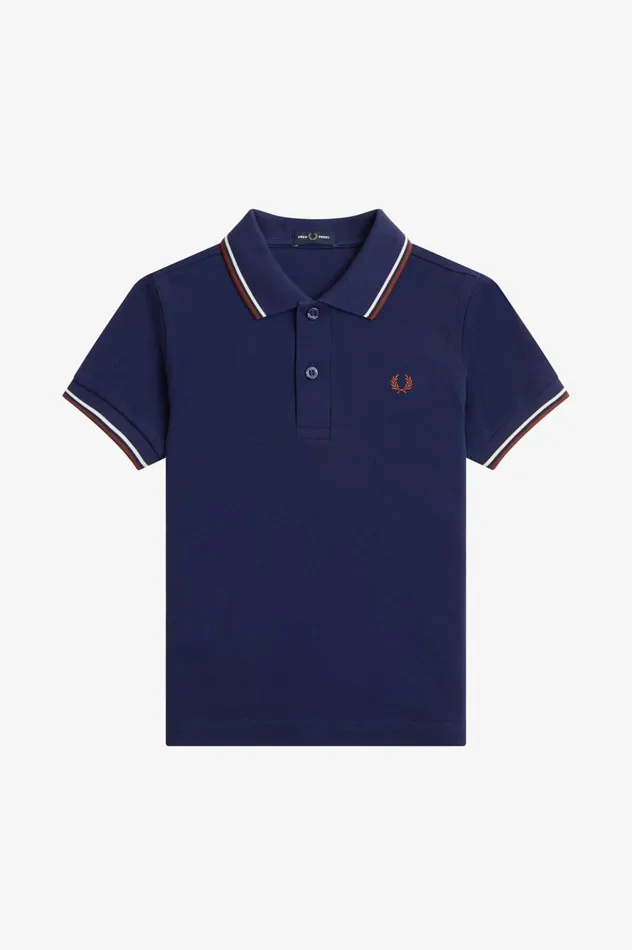 Shop The ShirtKids Twin Tipped Shirt French Navyecruwhisky Brown Fred Perry Kids