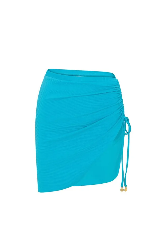 SHOP Trina Turk MATCHING SWIM SETS WOMEN039S RIPPLE RIB CINCHED SWIM COVERUP MINI SKIRT