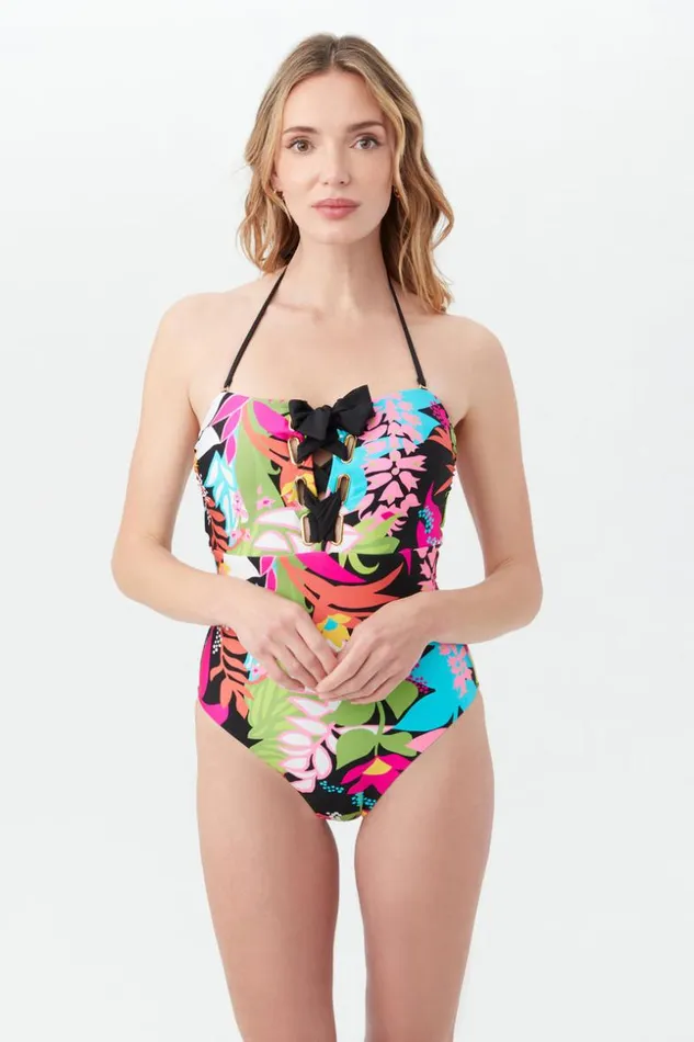 SHOP Trina Turk ONE PIECE SWIMWEAR WOMEN039S TIKI LACE UP STRAPLESS BANDEAU ONE PIECE SWIMSUIT SHOP Trina Turk ONE PIECE SWIMWEAR WOMEN039S TIKI LACE UP STRAPLESS BANDEAU ONE PIECE SWIMSUIT
