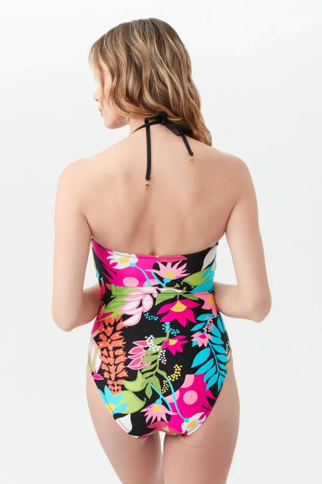 SHOP Trina Turk ONE PIECE SWIMWEAR WOMEN039S TIKI LACE UP STRAPLESS BANDEAU ONE PIECE SWIMSUIT
