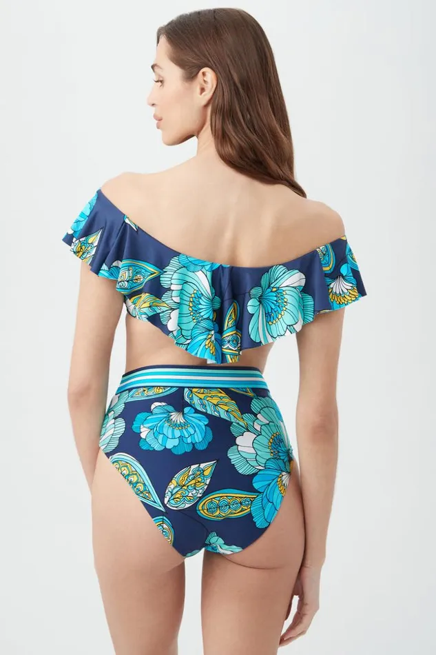 SHOP Trina Turk SWIM TOPS WOMEN039S PIROUETTE OFF THE SHOULDER RUFFLE BANDEAU SWIM TOP