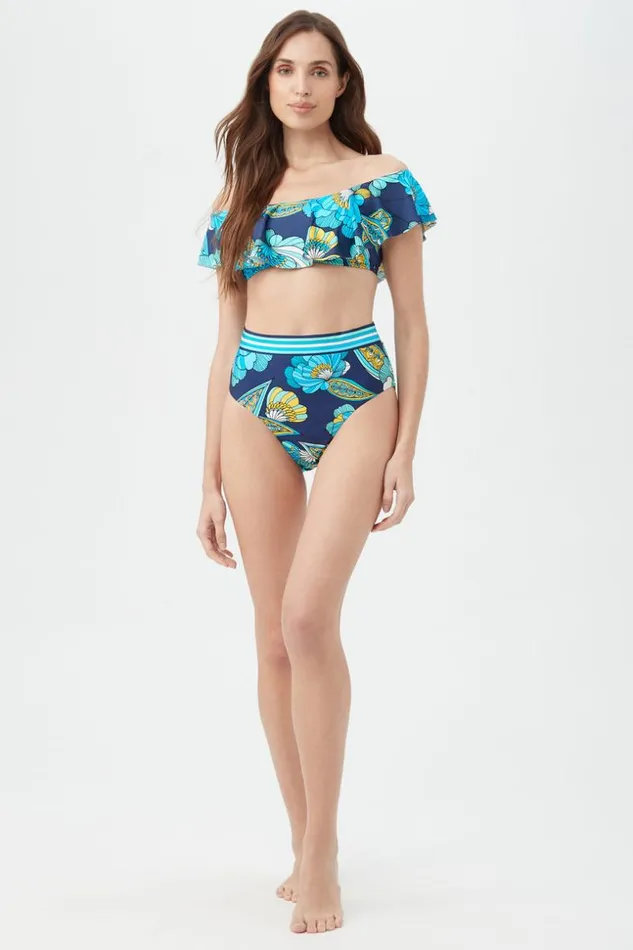 SHOP Trina Turk SWIM TOPS WOMEN039S PIROUETTE OFF THE SHOULDER RUFFLE BANDEAU SWIM TOP
