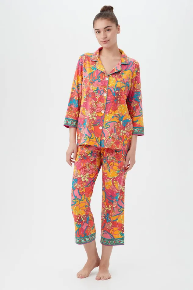 SHOP Trina Turk WOMEN039S SLEEPWEAR MADAGASCAR WOMEN039S 34SLEEVE CROPPED PANT JERSEY PJ SET