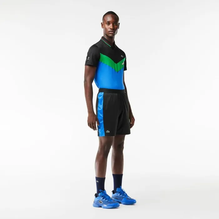 Shorts and Swim Men Lacoste Men039s Lacoste Tennis X Daniil Medvedev Regular Fit Shorts Black Blue Miv